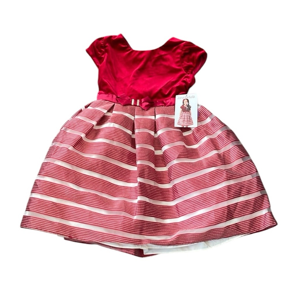 Jona Michelle Red and White Striped Formal Dress